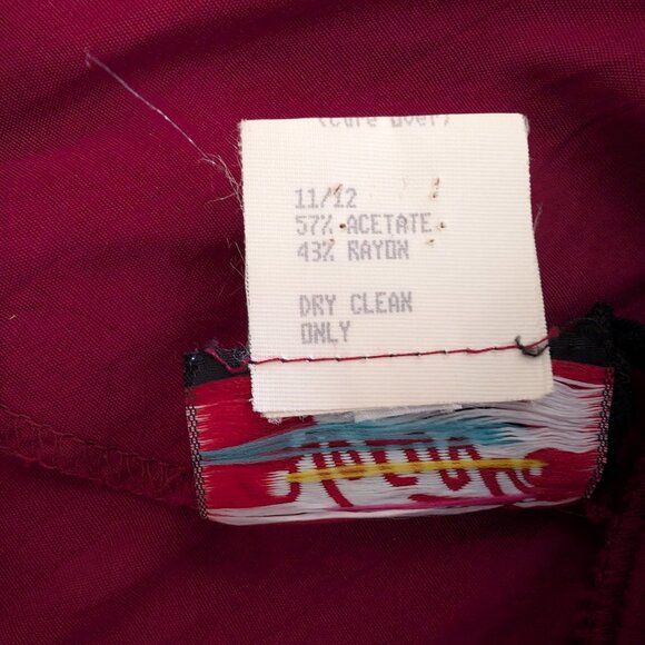 HEARTS Dress 11/12 Red Prairie VTG Maxi Ruffle Collar Button Pleated Cottagecore - Picture 12 of 14